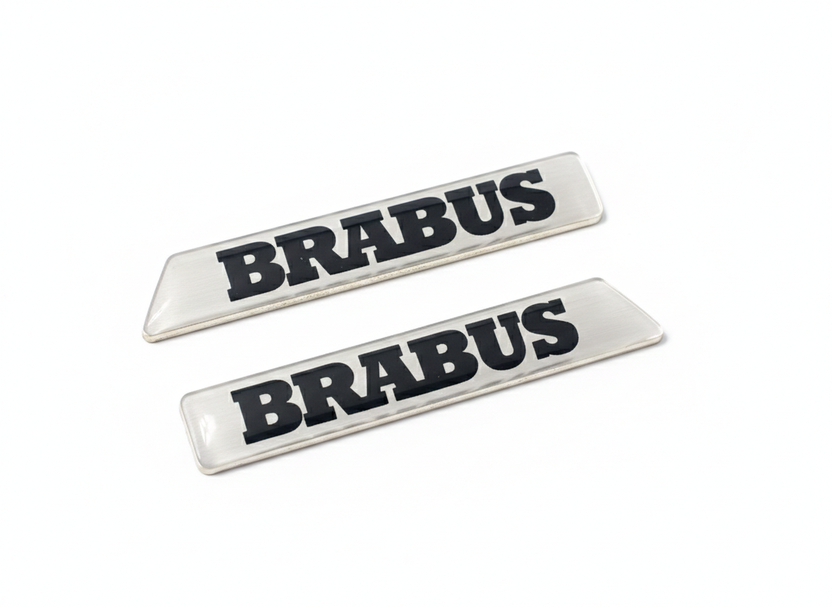 BRABUS Logo G-class 464 Silver/Black FENDER BADGE EMBLEM Set Of 2 Pcs genuine
