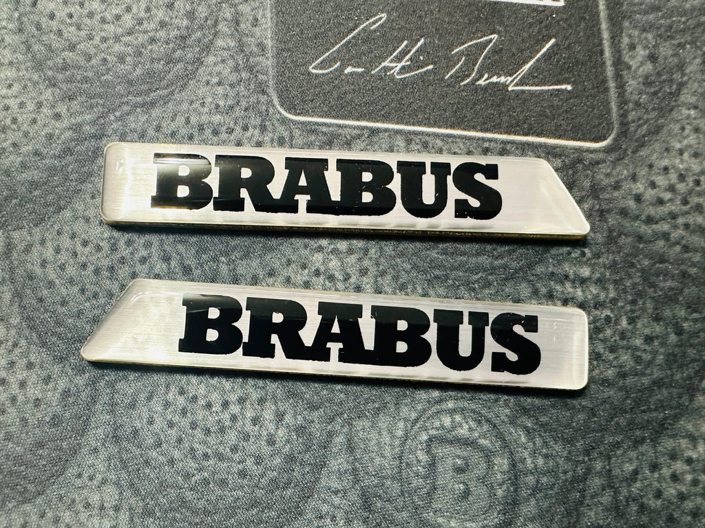 BRABUS Logo G-class 464 Silver/Black FENDER BADGE EMBLEM Set Of 2 Pcs genuine