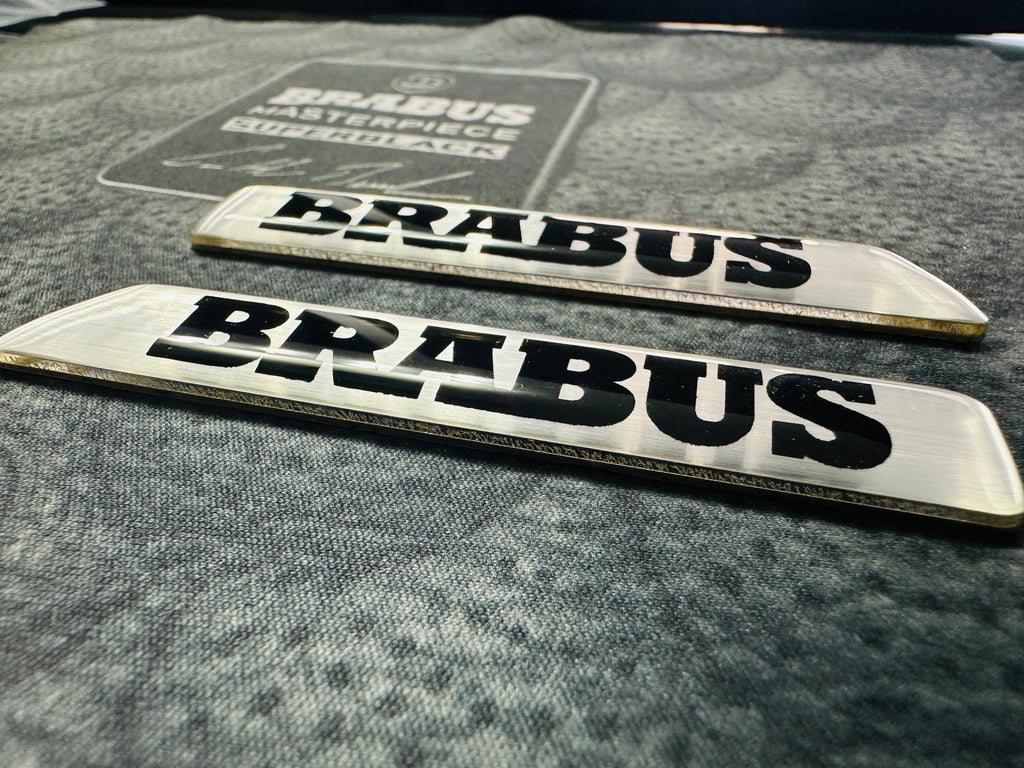 BRABUS Logo G-class 464 Silver/Black FENDER BADGE EMBLEM Set Of 2 Pcs genuine