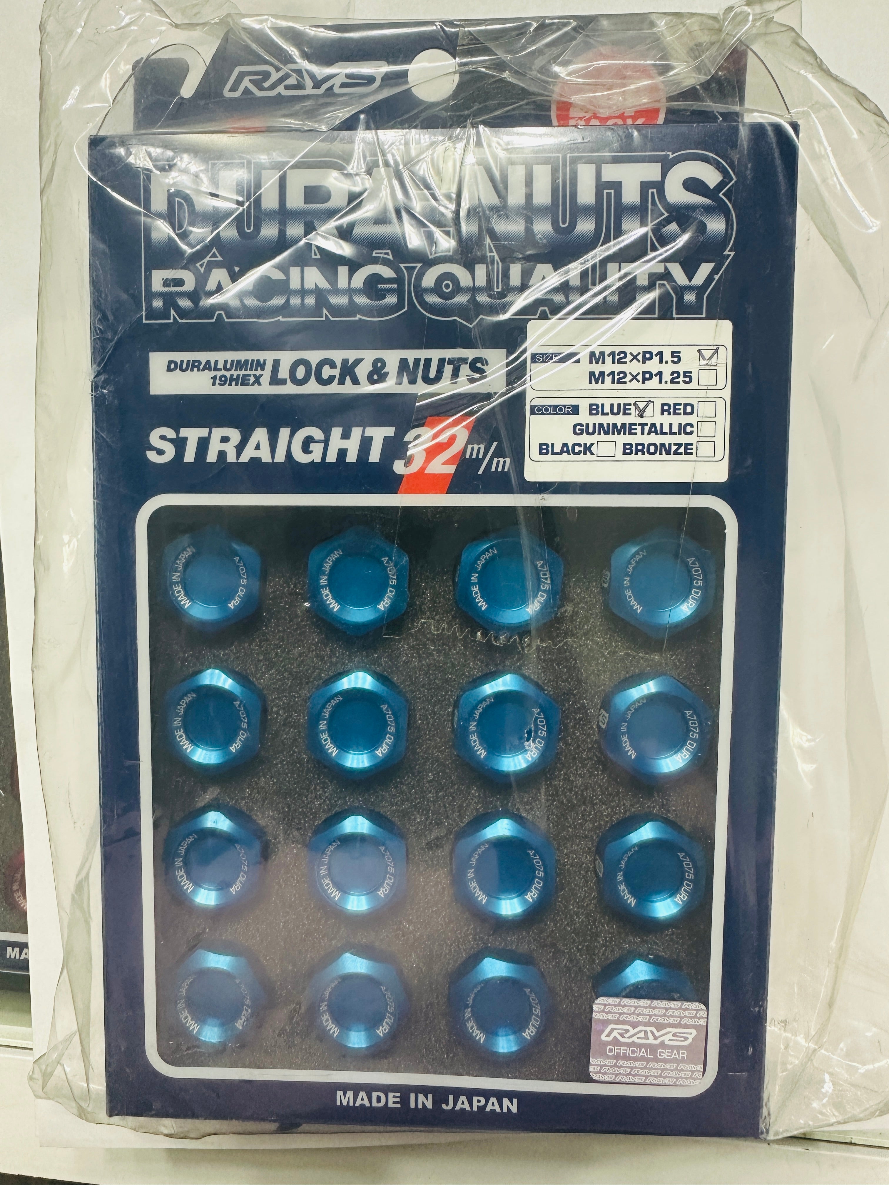 RAYS DURA-NUT L32 Straight Type 12x1.50 BLUE