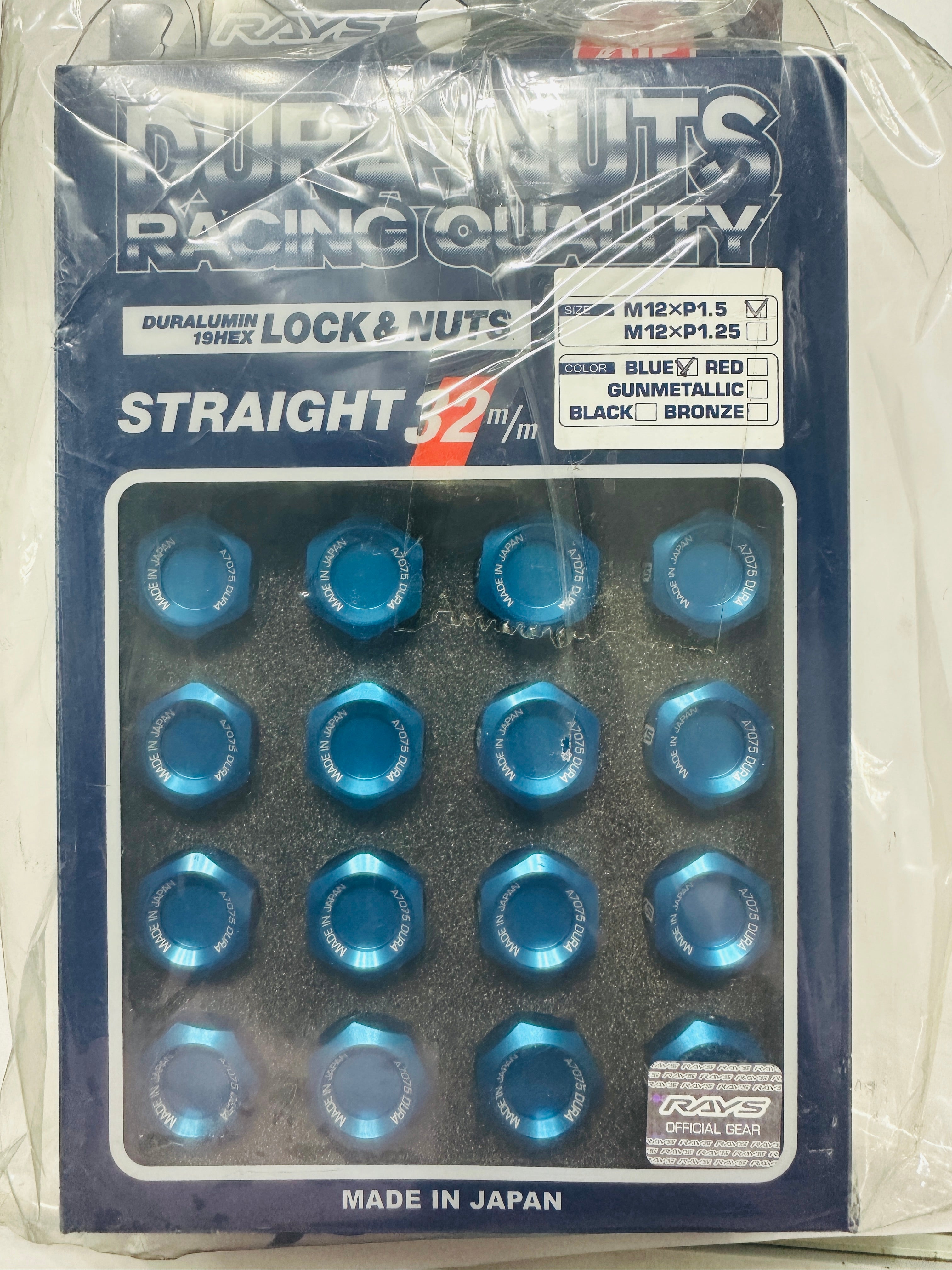 RAYS DURA-NUT L32 Straight Type 12x1.50 BLUE