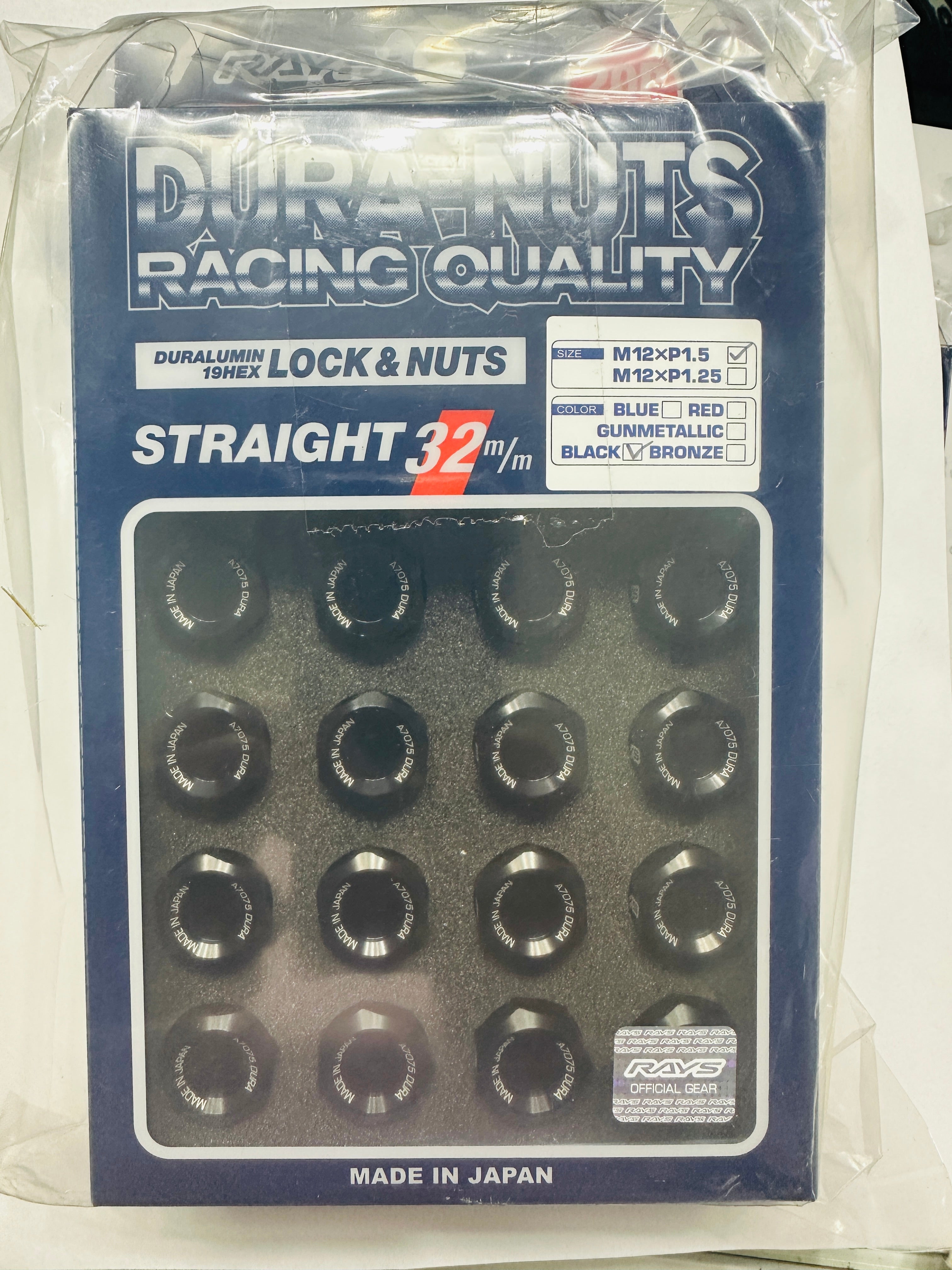 RAYS DURA-NUT L32 Straight Type 12x1.50 BLACK