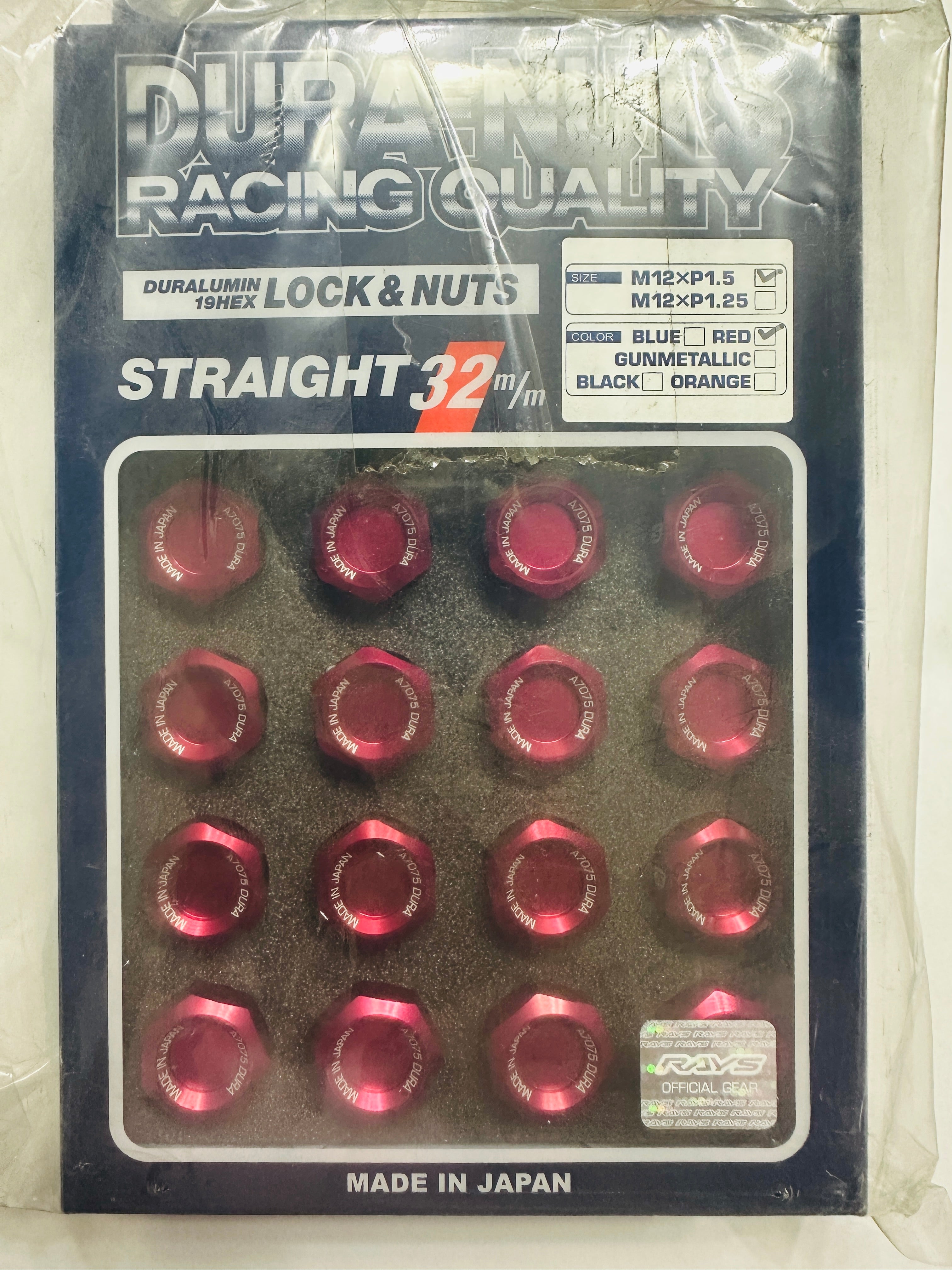 RAYS DURA-NUT L32 Straight Type 12x1.50 RED