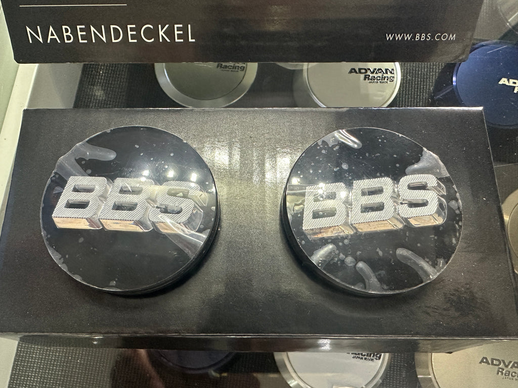 BBS 3D Center Cap (Set of 4) - 56mm - Black / Chrome 3D Logo