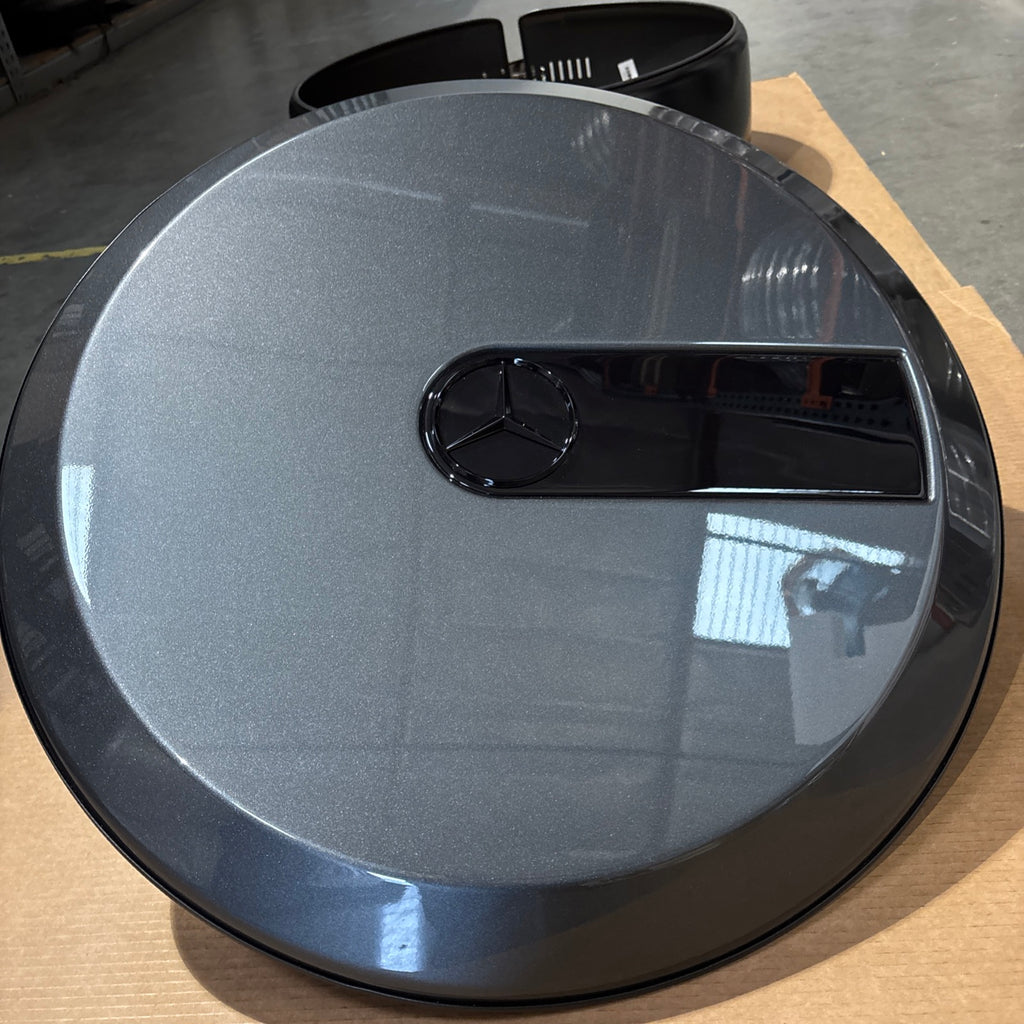 Mercedes Benz G-Wagon Spare Tire Cover Grey Metallic And Matte Black Tire Ring OEM W463