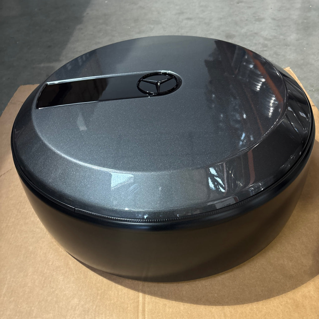 Mercedes Benz G-Wagon Spare Tire Cover Grey Metallic And Matte Black Tire Ring OEM W463